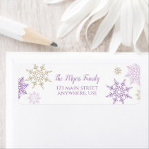 Winter Onederland Lila Guld snowflake Label