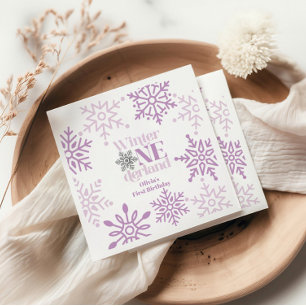 Winter Onederland Lila Snowflake 1:a födelsedagen Pappersservett