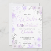 Winter ONEderland Lila Snowflake 1:a inbjudan