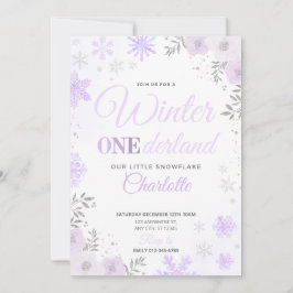 Winter ONEderland Lila Snowflake 1:a inbjudan