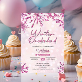 Winter Onederland Little Snowflake 1st Birthday Inbjudningar