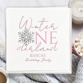 Winter ONEderland Minimalist Girl 1st Birthday Pappersservett