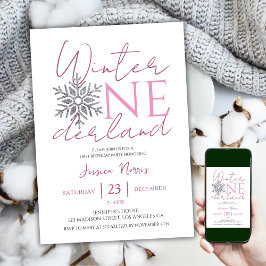 Winter ONEderland | Minimalistisk flicka 1:a födel Inbjudningar