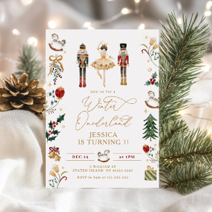 Winter Onederland Nutcracker 1:a födelsedagen Inbjudningar
