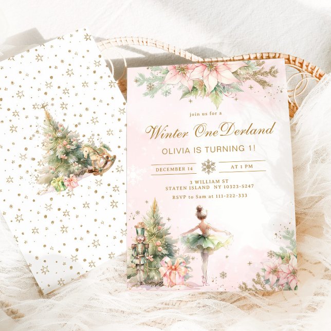 Winter Onederland Nutcracker 1:a födelsedagspresse Inbjudningar (Skapare uppladdad)