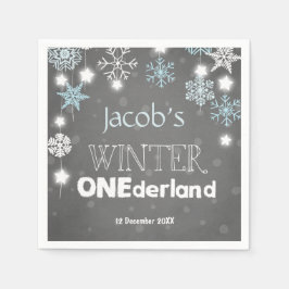Winter onederland Pappersservett Blue Boy Snowflak