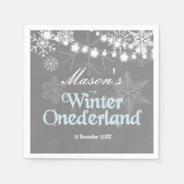 Winter onederland Pappersservett Blue Boy Snowflak