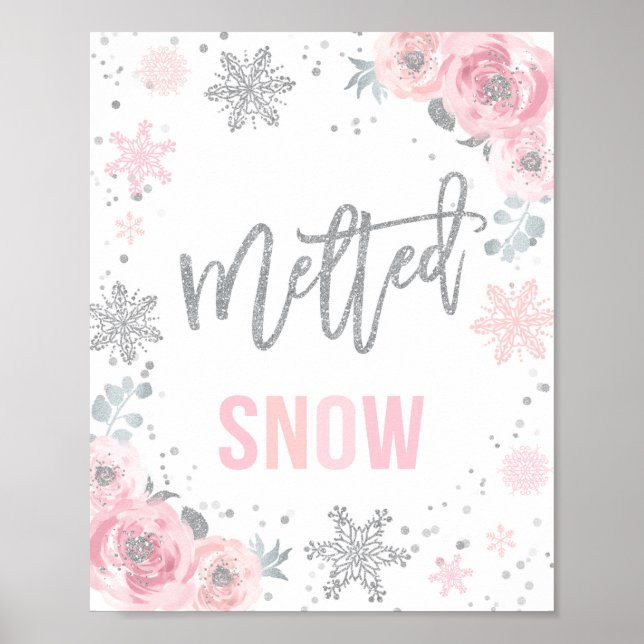 Winter ONEderland Party Decor Melted Snö Sign Poster (Framsidan)