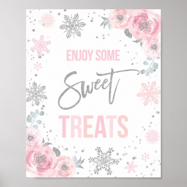 Winter ONEderland Party Decor Sweet Treats-tecken Poster (Framsidan)