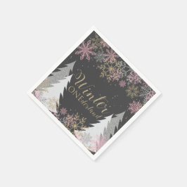 Winter Onederland Party Napkins första födelsedag Pappersservett