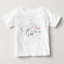 Winter ONEderland Pink Bow 1st Birthday Party T Shirt