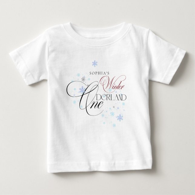 Winter ONEderland Pink Bow 1st Birthday Party T Shirt (Framsida)