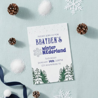 "Winter ONEderland" Pojkars 1-års födelsedagsinbju Inbjudningar