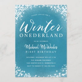 Winter Onederland Pojke 1:a födelsedagen Party Inbjudningar