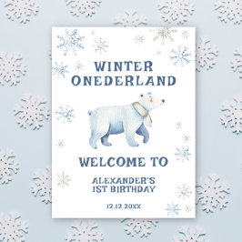 Winter Onederland Polar Bear 1:a födelsedag Poster