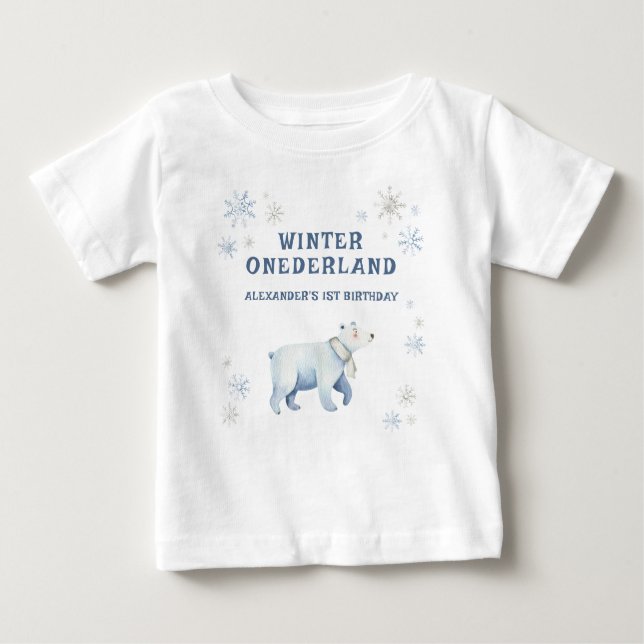 Winter Onederland Polar Bear 1:a födelsedag T Shirt (Framsida)