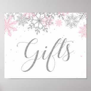 Winter Onederland presenterar Rosa Silver Snowflak Poster