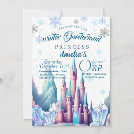 Winter Onederland Princess 1:a födelsedagen Party Inbjudningar