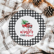 Winter Onederland Red Lastbil Första födelsedag