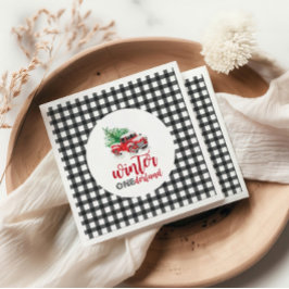 Winter Onederland Red Lastbil Första födelsedag Pappersservett