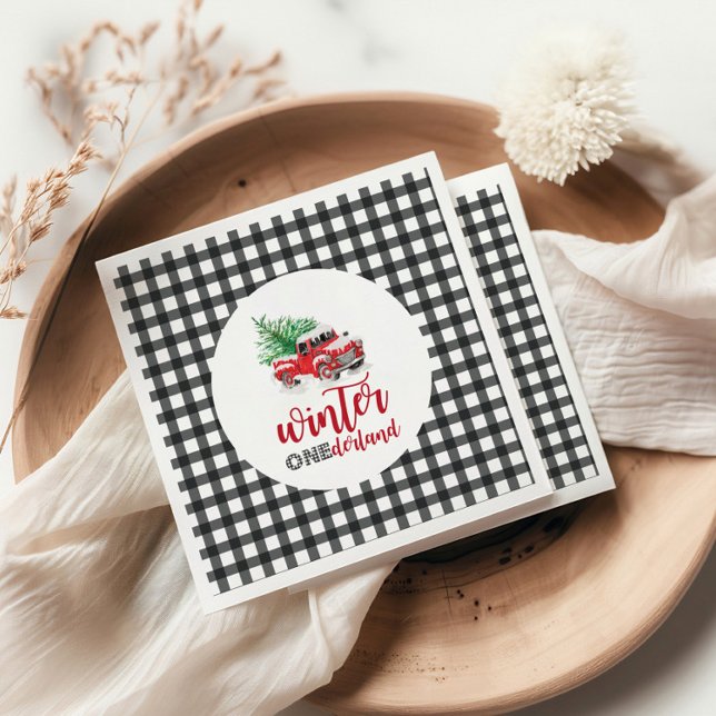 Winter Onederland Red Lastbil Första födelsedag Pappersservett (Skapare uppladdad)