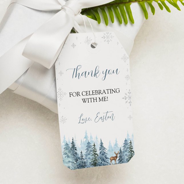 Winter Onederland Reindeer Tack Gift Märkre Presentetikett (Skapare uppladdad)