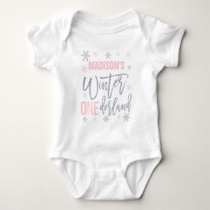 Winter ONEderland Rosa 1:a födelsedag T Shirt