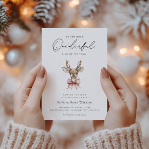 Winter Onederland Rosa Bow Juldag Inbjudningar