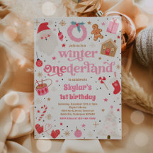 Winter ONEderland Rosa Födelsedagsfest jul