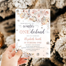 Winter ONEderland Rosa Guld Snowflake 1:a födelsed