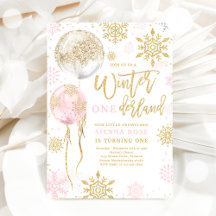 Winter Onederland Rosa Guld Snowflake Birthday