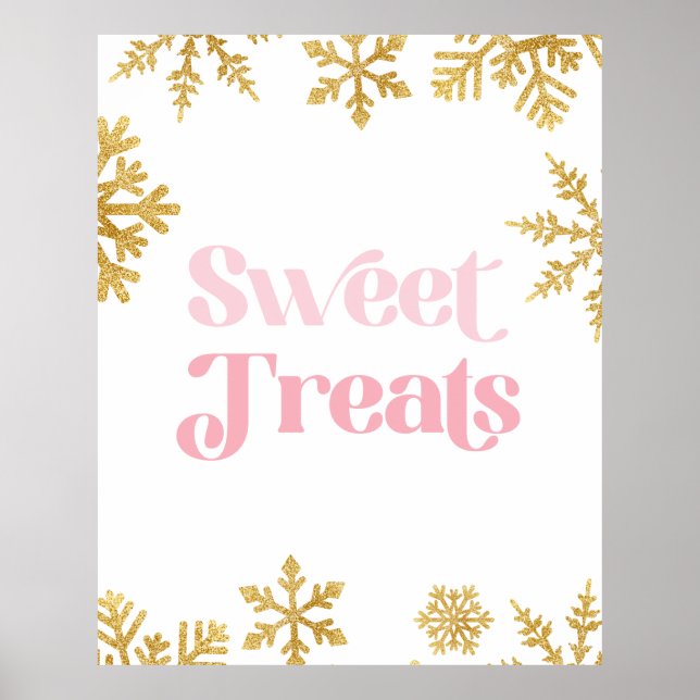 Winter Onederland Rosa Guld Sweet Treats-tecken Poster (Framsidan)