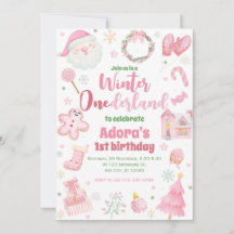 Winter ONEderland Rosa Juldagen Inbjudan
