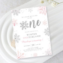 Winter Onederland Rosa Silver Första födelsedag