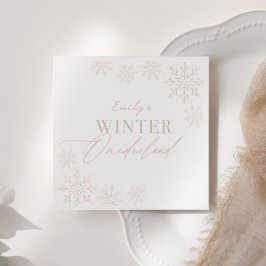 Winter Onederland Rosa Snowflake 1:a födelsedagen Pappersservett