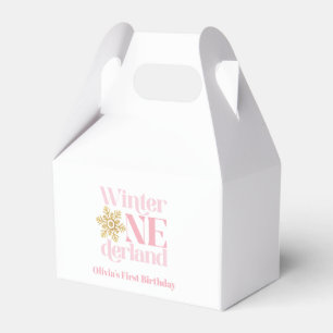 Winter Onederland Rosa Snowflake 1:a födelsedagen Presentaskar