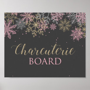 Winter Onederland Rosa Snowflake Charcuterie Sign Poster