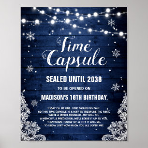 Winter ONEderland Rustic Time Capsule-tecken Poster