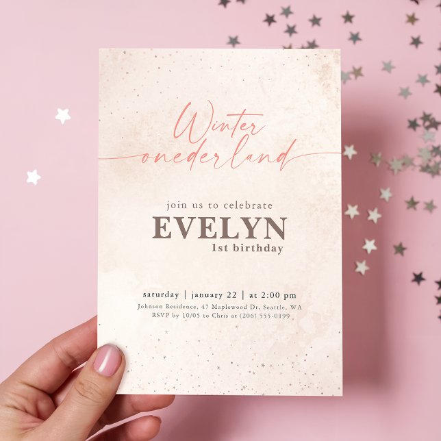 Winter Onederland Silver Glitter Baby 1st Birthday Inbjudningar (Skapare uppladdad)