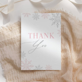 Winter Onederland Silver Rosa Glitter 1:a födelsed Tack Kort