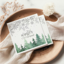 Winter Onederland Silver snöflingor och träd