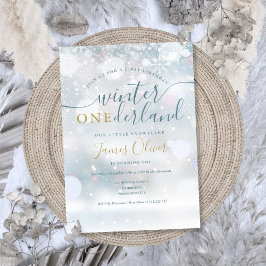 Winter Onederland Snöflingor 1:a födelsedag Inbjudningar