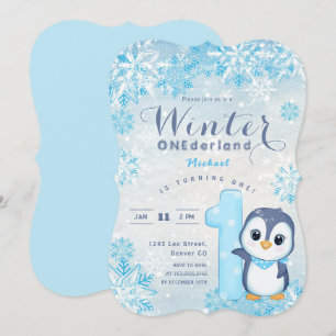 Winter Onederland Snöflingor Blue Boy 1st Birthday