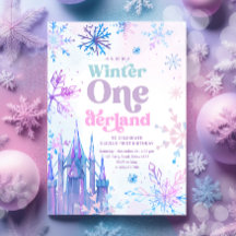 Winter Onederland Snöflingor Castle Girl Birthday