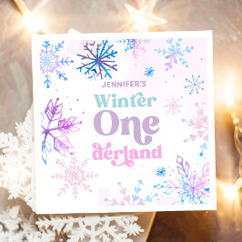 Winter Onederland Snöflingor Girl Snö Birthday Pappersservett