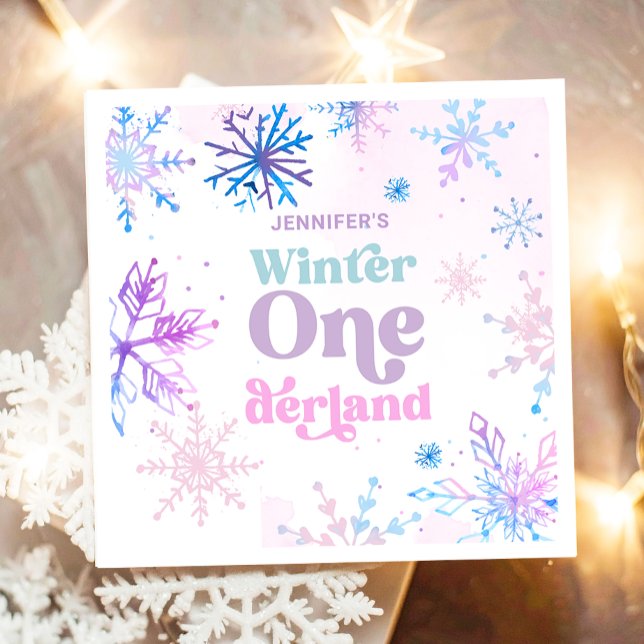 Winter Onederland Snöflingor Girl Snö Birthday Pappersservett (Skapare uppladdad)