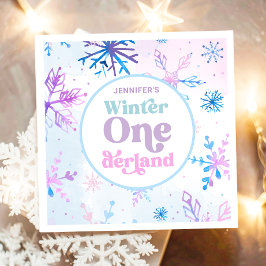 Winter Onederland Snöflingor Girl Snö Birthday Pappersservett