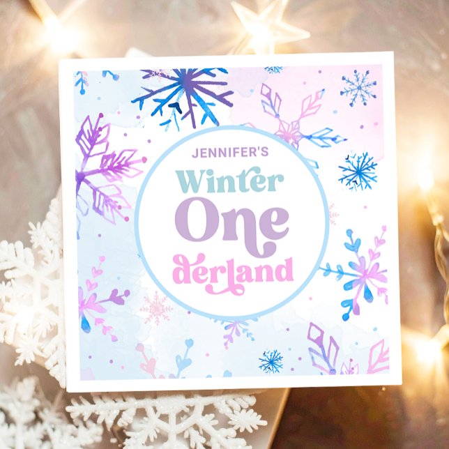 Winter Onederland Snöflingor Girl Snö Birthday Pappersservett (Skapare uppladdad)