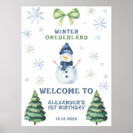 Winter Onederland Snögubbe 1:a födelsedag Poster