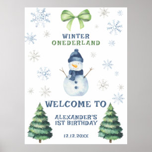 Winter Onederland Snögubbe 1:a födelsedag Poster
